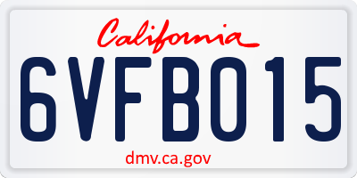 CA license plate 6VFB015