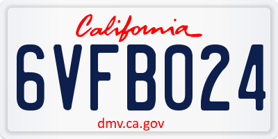 CA license plate 6VFB024