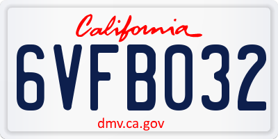 CA license plate 6VFB032