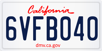 CA license plate 6VFB040