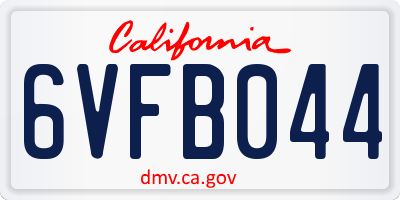 CA license plate 6VFB044