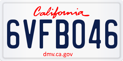 CA license plate 6VFB046
