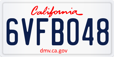 CA license plate 6VFB048