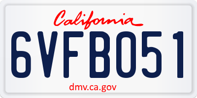 CA license plate 6VFB051