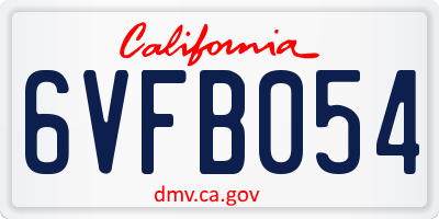 CA license plate 6VFB054