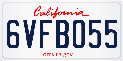 CA license plate 6VFB055