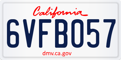 CA license plate 6VFB057