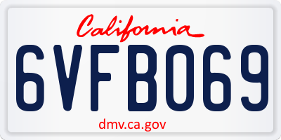 CA license plate 6VFB069