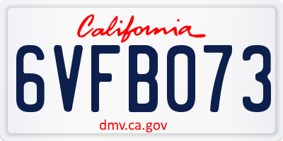CA license plate 6VFB073