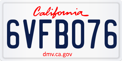 CA license plate 6VFB076