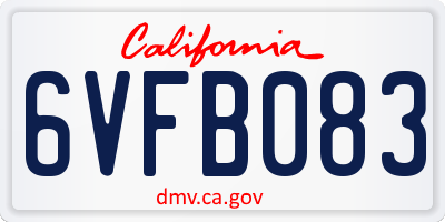 CA license plate 6VFB083