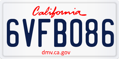 CA license plate 6VFB086