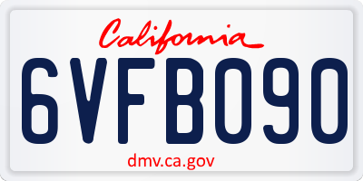 CA license plate 6VFB090