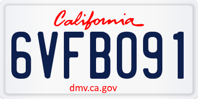 CA license plate 6VFB091