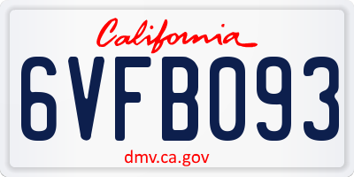 CA license plate 6VFB093
