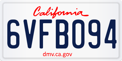 CA license plate 6VFB094