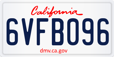 CA license plate 6VFB096
