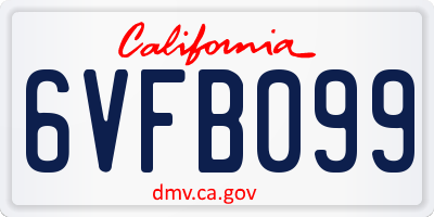 CA license plate 6VFB099