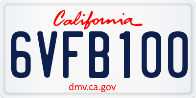 CA license plate 6VFB100