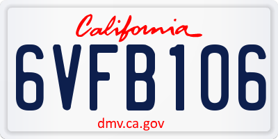 CA license plate 6VFB106