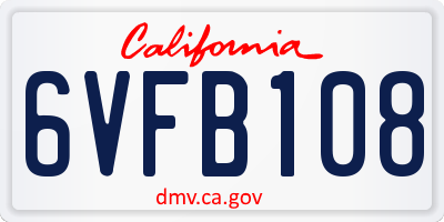 CA license plate 6VFB108