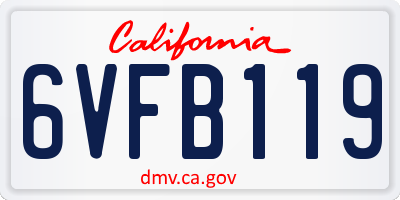 CA license plate 6VFB119