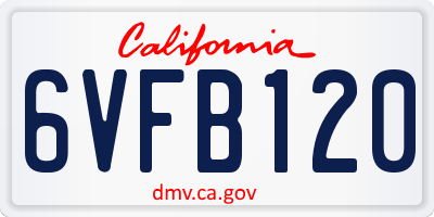 CA license plate 6VFB120