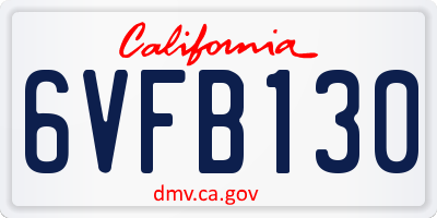 CA license plate 6VFB130