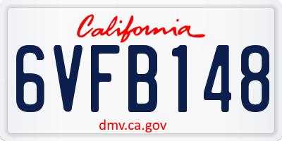 CA license plate 6VFB148