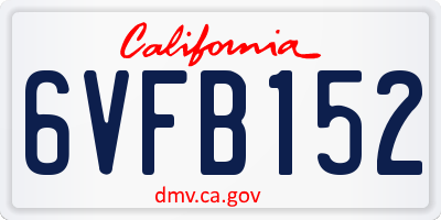 CA license plate 6VFB152