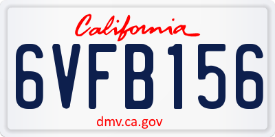 CA license plate 6VFB156