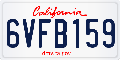 CA license plate 6VFB159