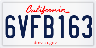CA license plate 6VFB163