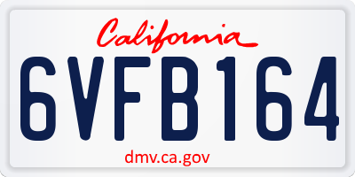 CA license plate 6VFB164