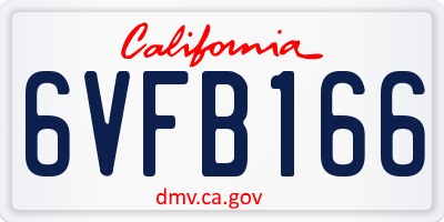 CA license plate 6VFB166