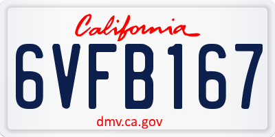 CA license plate 6VFB167