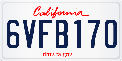 CA license plate 6VFB170