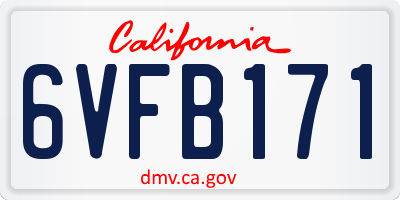 CA license plate 6VFB171