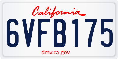 CA license plate 6VFB175