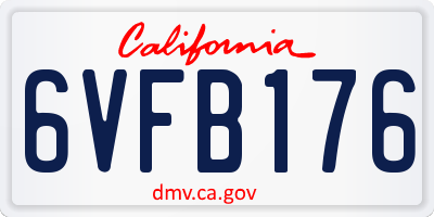 CA license plate 6VFB176