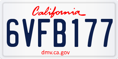 CA license plate 6VFB177