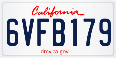 CA license plate 6VFB179
