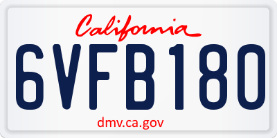 CA license plate 6VFB180