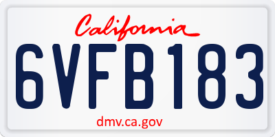 CA license plate 6VFB183