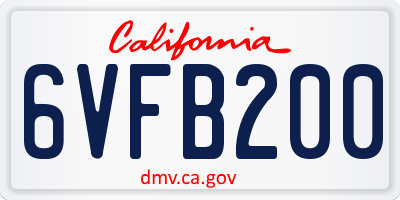 CA license plate 6VFB200