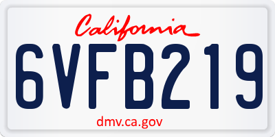 CA license plate 6VFB219