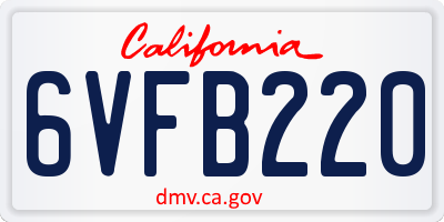 CA license plate 6VFB220