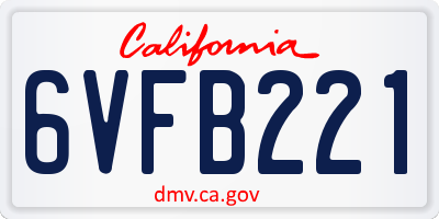 CA license plate 6VFB221