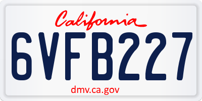 CA license plate 6VFB227