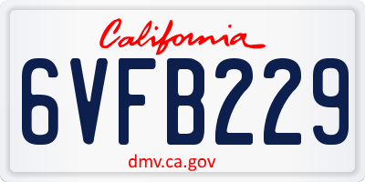 CA license plate 6VFB229